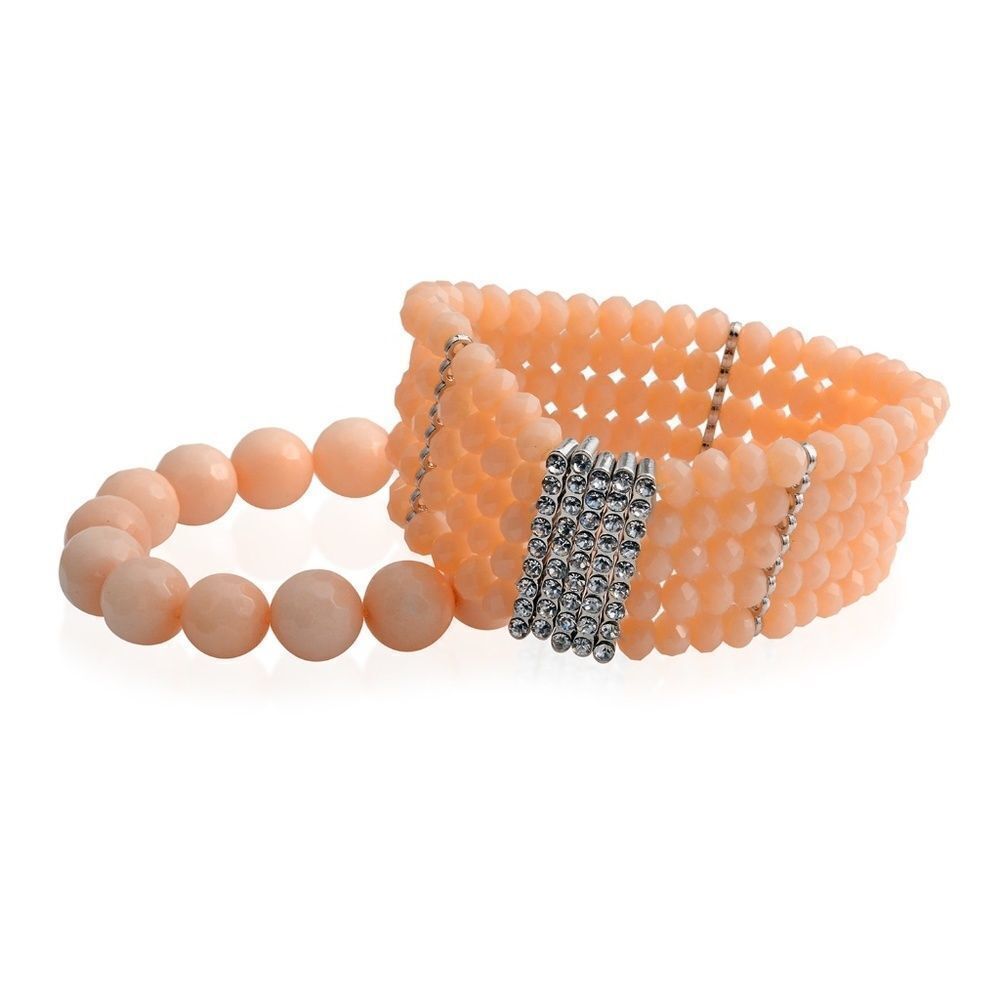 Simulated Citrine Austrian Crystal Silvertone Bracelets (Stretchable)